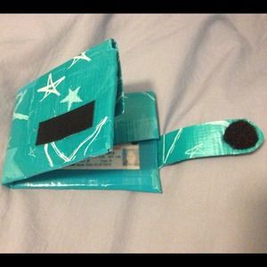 Teal Duct Tape Wallet with Silver Stars