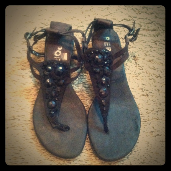 Black beaded sandals