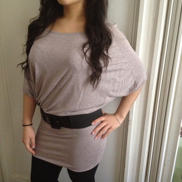 Gray-pink spring dress