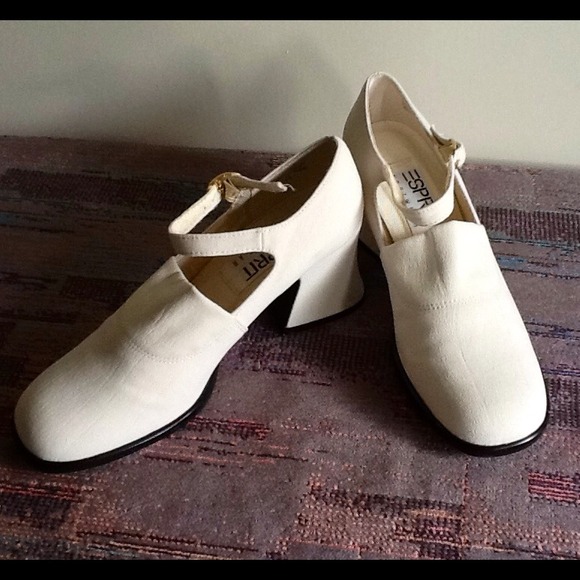 Esprit Cream Horse Heel Shoes Size 6.5