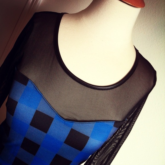 SOLD ON SALE Peplum Top + Mesh & Faux Leather - Picture 2 of 4