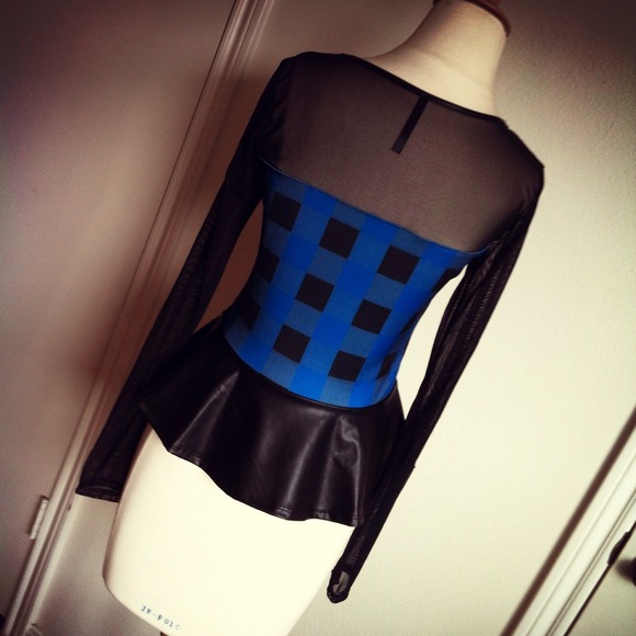 SOLD ON SALE Peplum Top + Mesh & Faux Leather - Picture 4 of 4