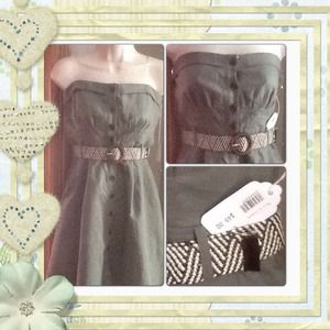 Unique Strapless Belted Dress