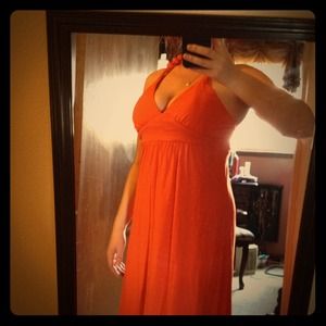 Orange maxi dress with beads