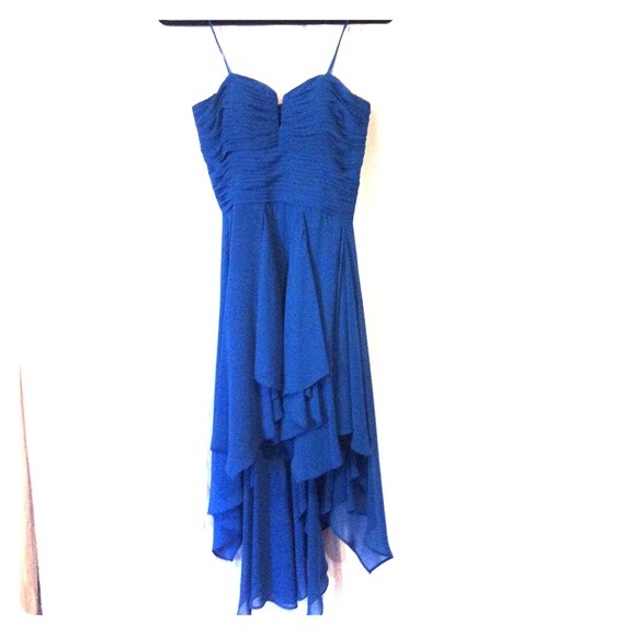 Teal blue strapless dress