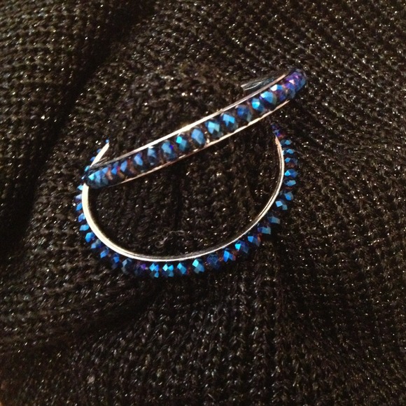 Blue stone and silver hoops