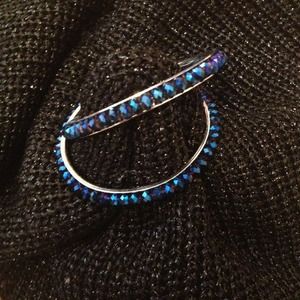 Blue stone and silver hoops