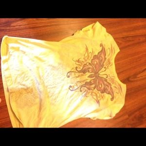 Soft yellow butterfly tee