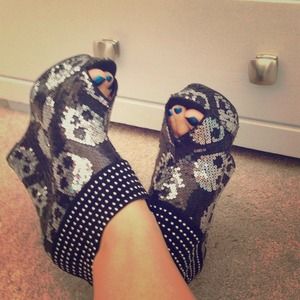 🌟Lowered 🌟Sequin Skull Booties
