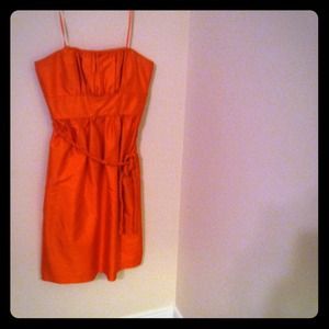 J Crew 100% silk orange strapless