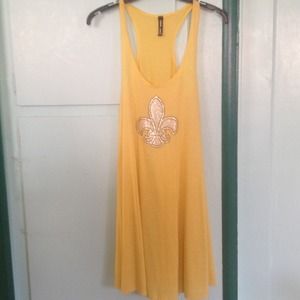 💟REDUCED💟 Yellow Dress w/Bling Fleur Di Lis