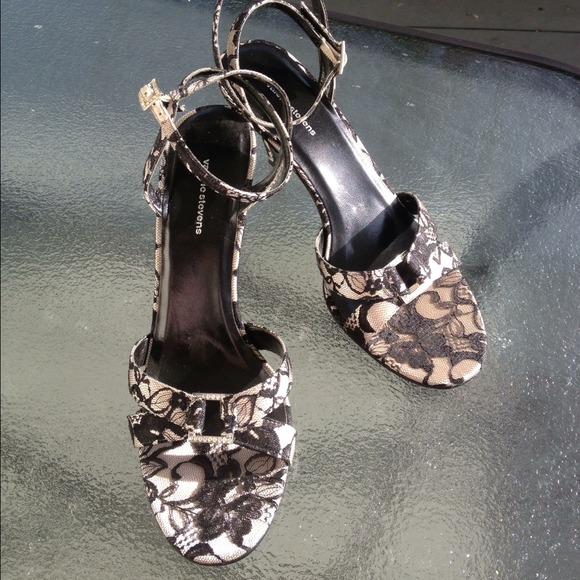 ⭐SALE⭐Black Lace & Satin Ankle Wrap Sandals