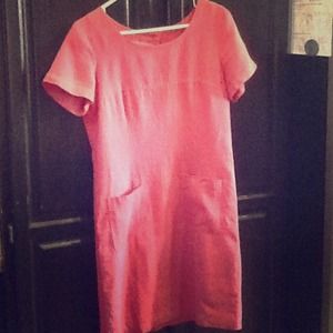 Carol Anderson California 100% linen coral dress.