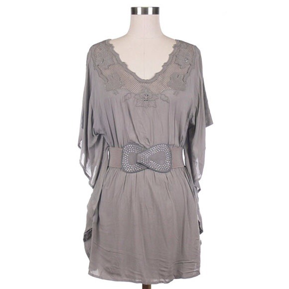 Kimono sleeve lace belt top - Picture 1 of 4