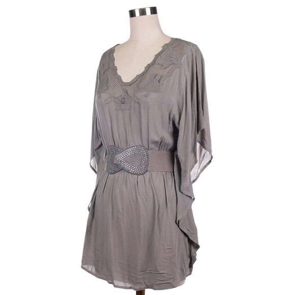 Kimono sleeve lace belt top - Picture 2 of 4