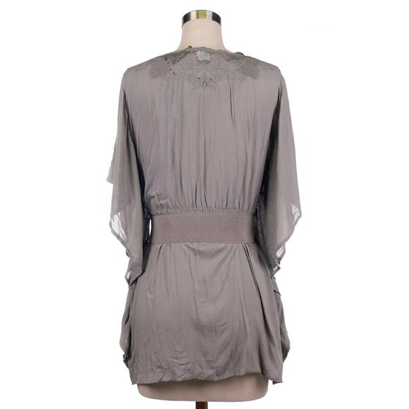 Kimono sleeve lace belt top - Picture 3 of 4