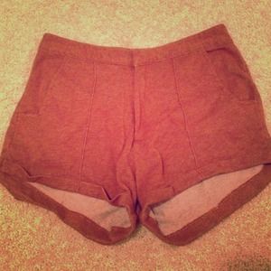 Rust colored fabric shorts high waisted