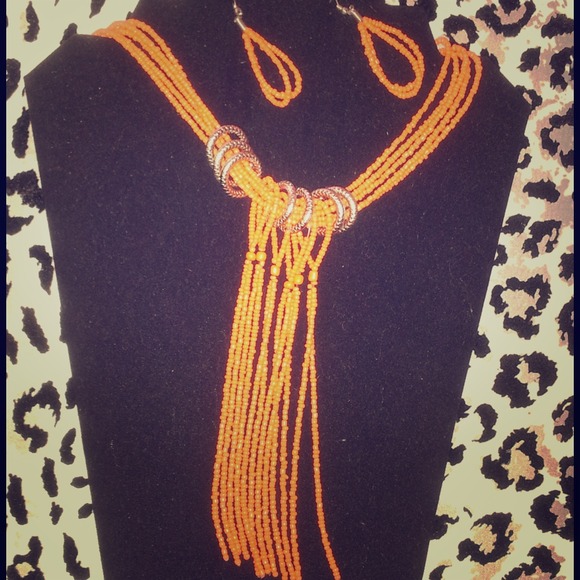 Orange Beaded Necklace