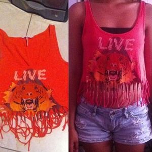 ❌SOLD❌Fringed Crop Top