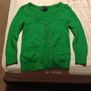 Green scoopneck cardigan