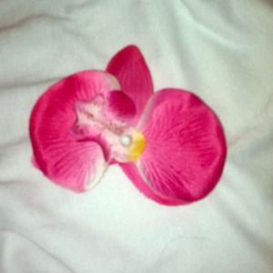 Pink orchid hair clip.