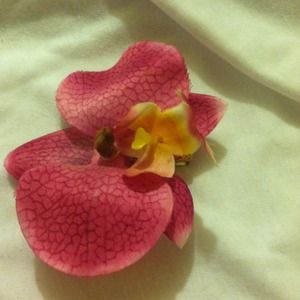 Purple orchid hair clip.