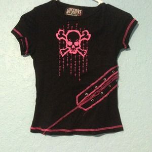 Lip Service Pink Skull & Kanji Babydoll T-shirt