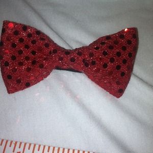 Hair bow, red glitter.
