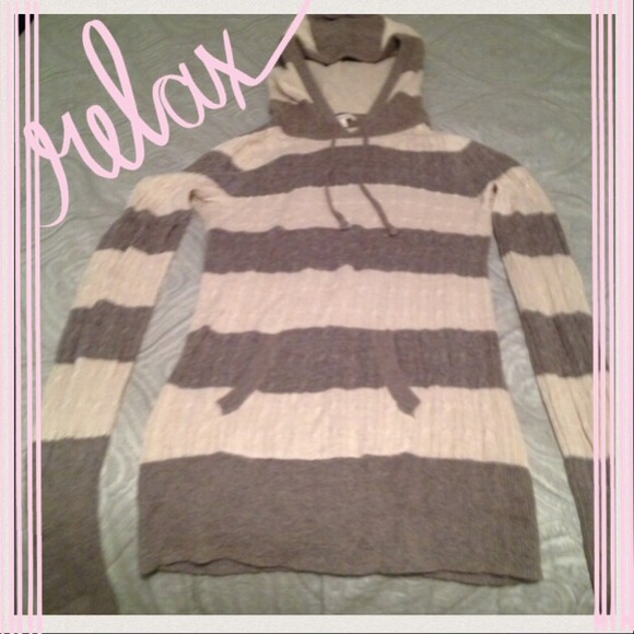 Sweaters - RESERVED!! Brown and tan hooded sweater.