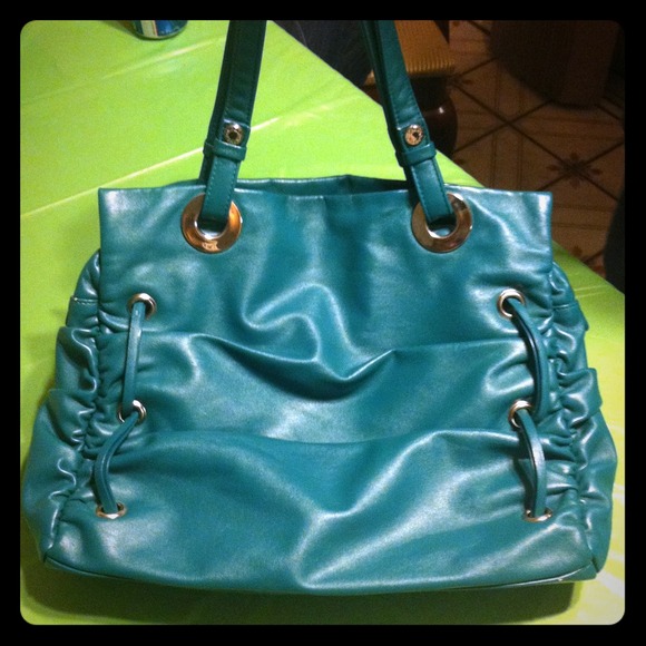 XOXO teal handbag with silver hardware