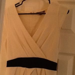 V neck cream dress