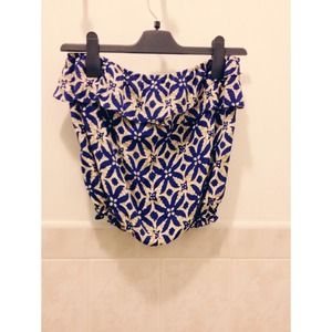 Heritage Blue Floral Strapless Top