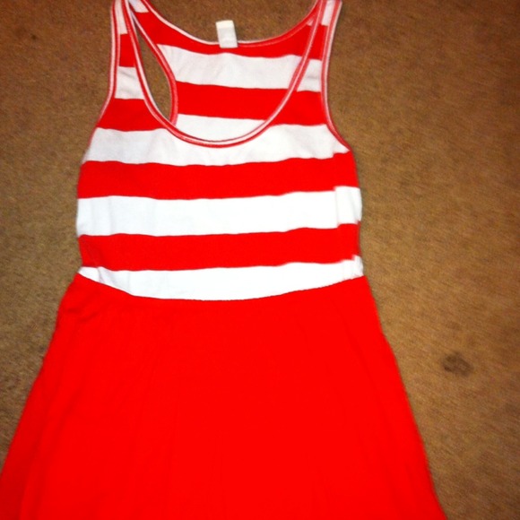 An orange stripped sun dress from old navy