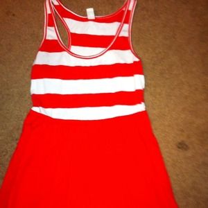 An orange stripped sun dress from old navy