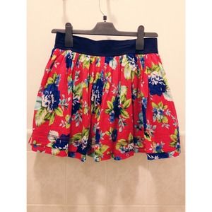 A&F Red Floral Skirt