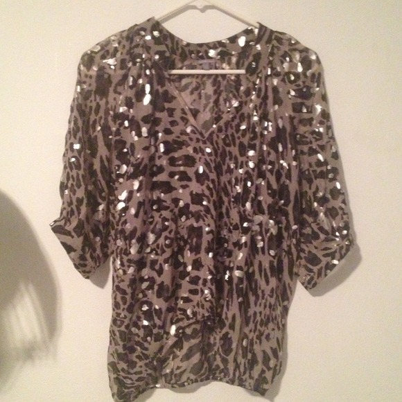 Hi- Low leopard print sheer blouse