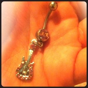 Silver guitar belly ring