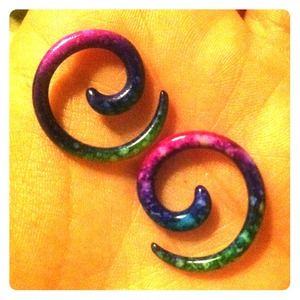 Galaxy print size 8 gauge earrings