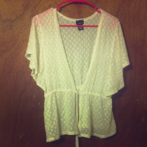 ⛔Traded⛔Lace cream short sleeve cardigan.