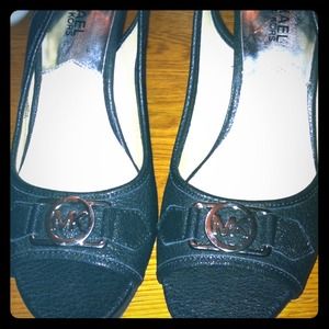 Reduced!! Black leather wedges by Michael Kors!