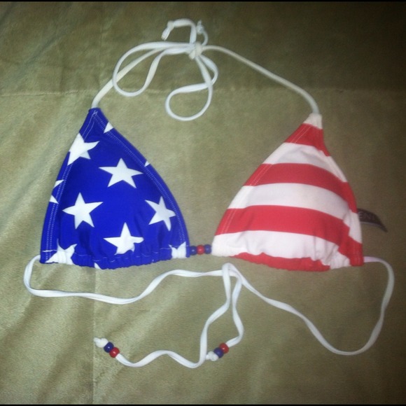 Patriotic Red White and Blue Bikini Top