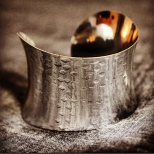 Vintage hammered metal silver cuff