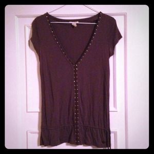 A & F Beaded Shirt. Sultry Deep V Neck.