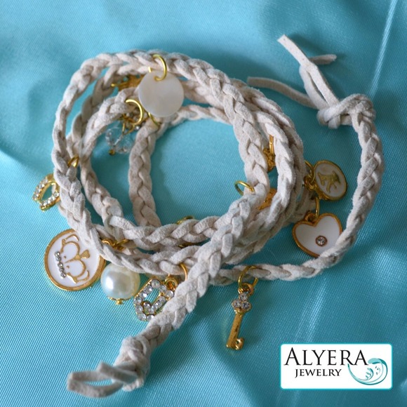 NEW! Cream leather braid wrap bracelet