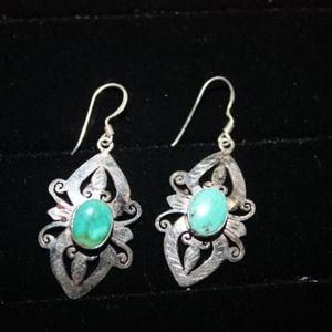 Silver Earring with Turquoise stone.