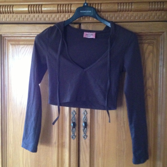 Brown V-neck half cotton shirt - Picture 1 of 2