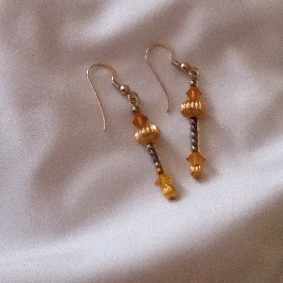 Handmade Earrings--purple & gold