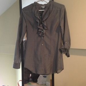 H&M button down ruffle front blouse.