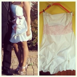 White  ruffled Jessica McClintock prom dress