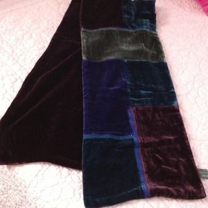 Lush velvet patchwork scarf in jewel tones